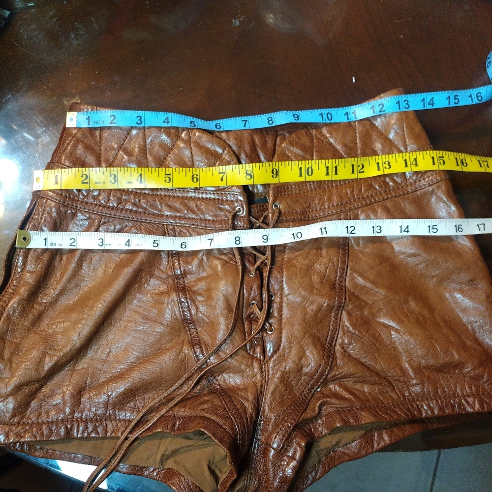 Alexander Wang Tan Leather Lace-Up High Waist Shorts - Picture 7 of 10